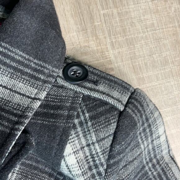 OLD NAVY Black & Grey Plaid Double Button Long Sleeve Pea Coat - Picture 9 of 9